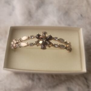 NIB Anne Klein Gold and Brown Floral Bracelet